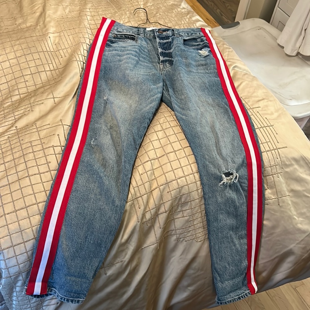 Pistola red and white striped jean